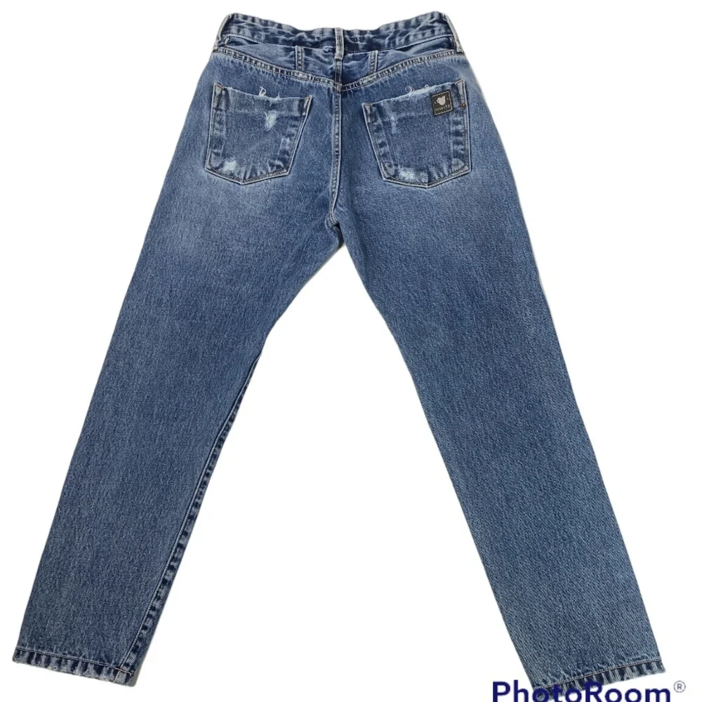 rosa cha Selvedge Jeans Womens Candiani Denim Italy Button Fly Distressed - Picture 3 of 15